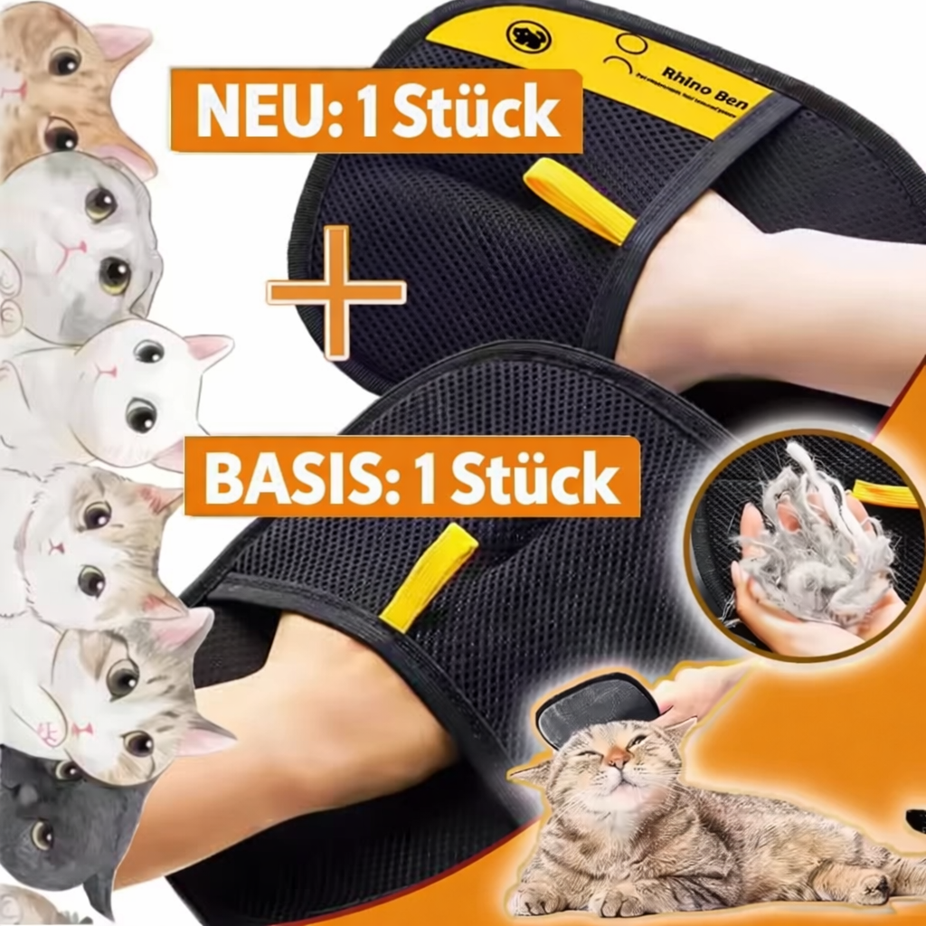 Massage- & Fellpflegehandschuh für Hund & Katze, Sanfte Pflege & weniger Haare